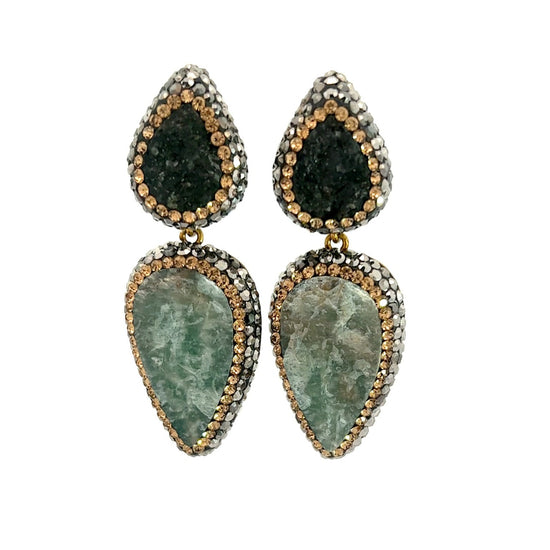 Green Gemstone Teardrop Dangle Earring - Born To Glam