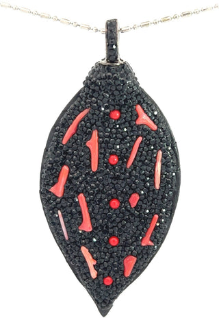 Black & Red Gemstone & Leather Pendant - Born To Glam