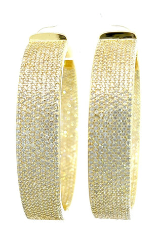 Pave CZ Crystal 925 Sterling Silver Hoop Earrings - Born To Glam