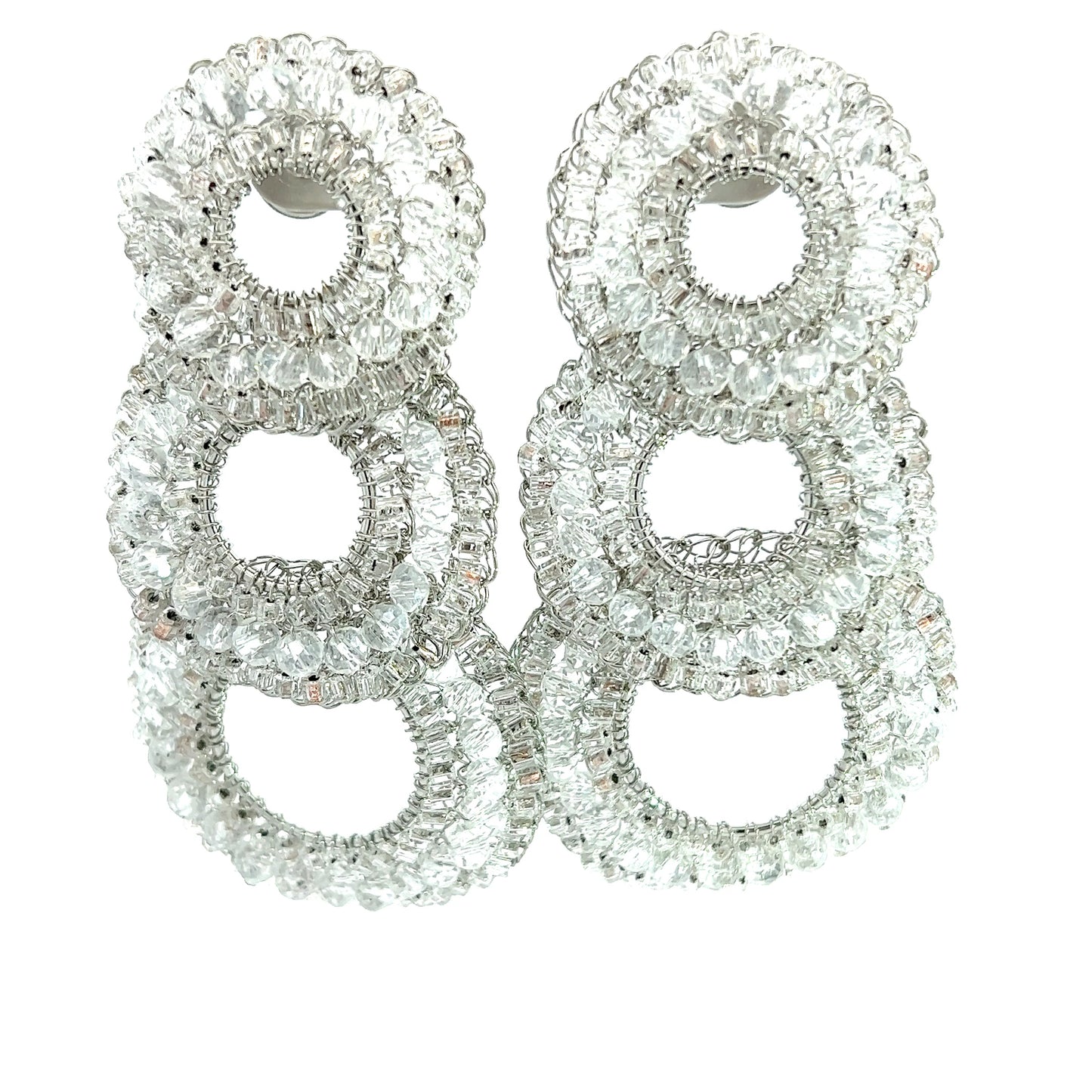 Crystal Triple Circle Long Statement Earring - Born To Glam