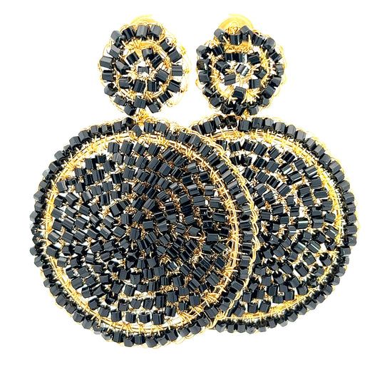 Black and Gold Crystal Statement Earring - Born To Glam