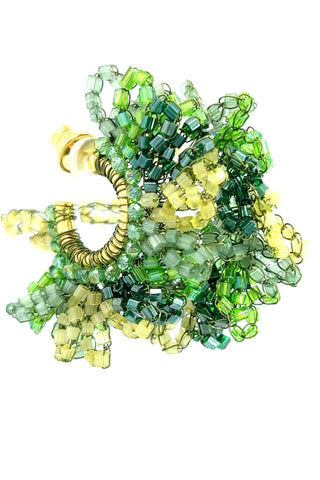 Green and Gold Crystal Hoops - Born To Glam