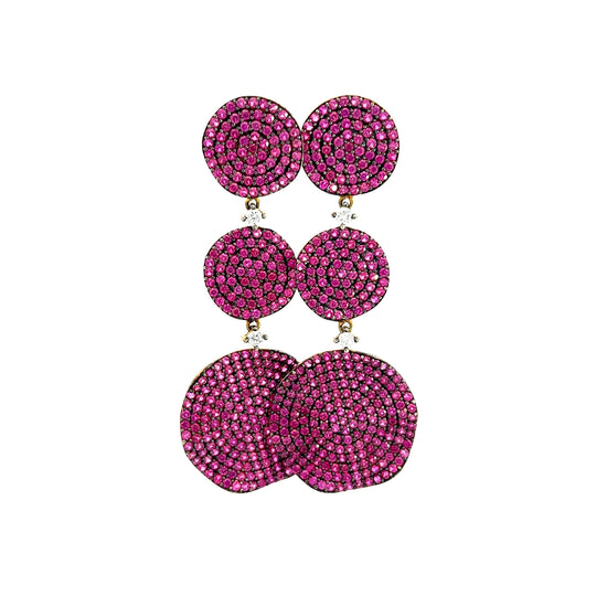 Pink Crystal Disc Sterling Silver Earring - Born To Glam