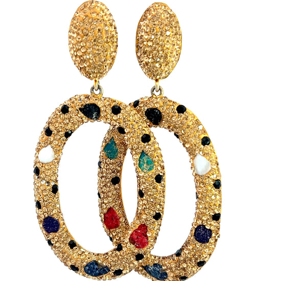 Gold Gemstone Party Crystal Earring - Born To Glam