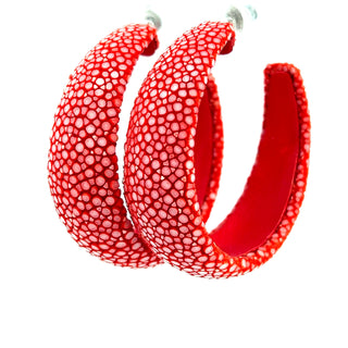 Shagreen Leather Statement Hoops - Born To Glam