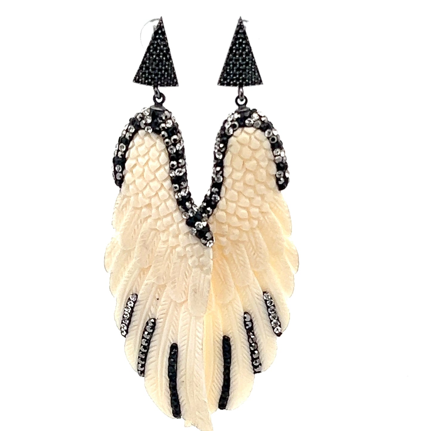 Angel Wings Shell & Crystal Sterling Silver Earring - Born To Glam