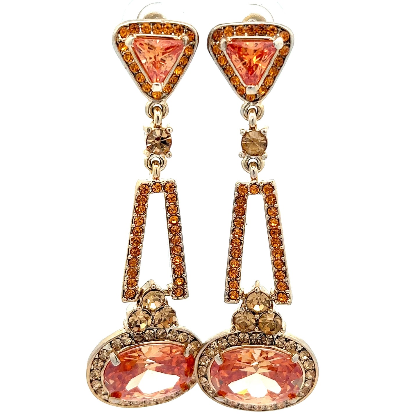Champagne CZ Crystal Drop Statement Earrings - Born To Glam