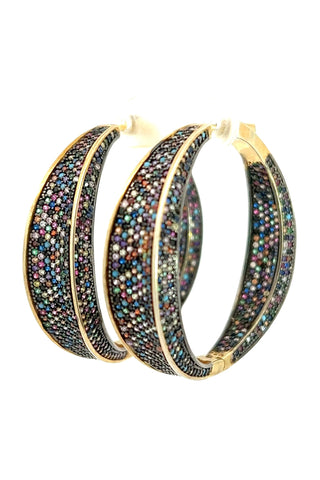Multicolor Crystal Sterling Silver Hoop - Born To Glam