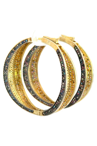 Multicolor Crystal Sterling Silver Hoop - Born To Glam