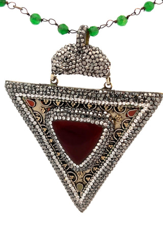 Carnelian Necklace With Triangle Pendant - Born To Glam