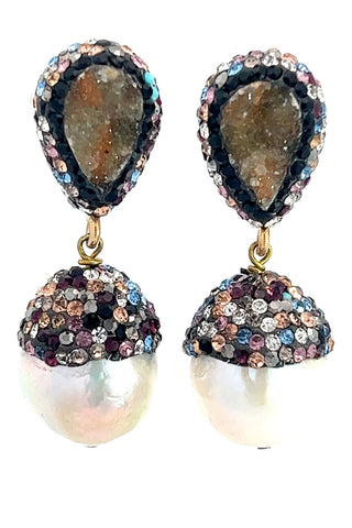 Gemstone Pearl Drop Earring - Born To Glam