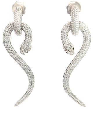 CZ Serpent Sterling Silver Drop Earring - Born To Glam