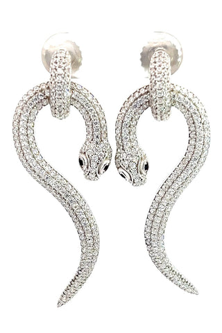 Small CZ Crystal Serpent Drop Earring - Born To Glam