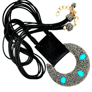 Turquoise Delights Leather Statement Necklace - Born To Glam