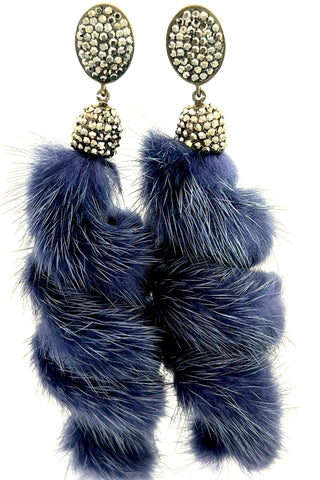 Fur Swirl Crystal Drop Earrings - Born To Glam