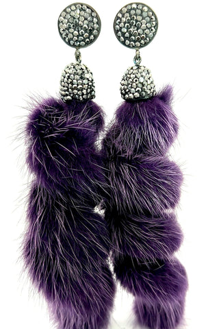 Fur Swirl Crystal Drop Earrings - Born To Glam