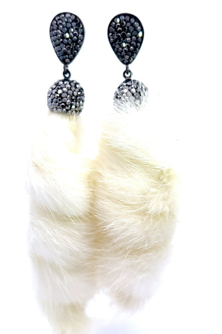 Fur Swirl Crystal Drop Earrings - Born To Glam