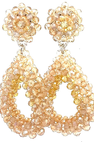 Champagne Crystal Teardrop Statement Clip On Earring - Born To Glam