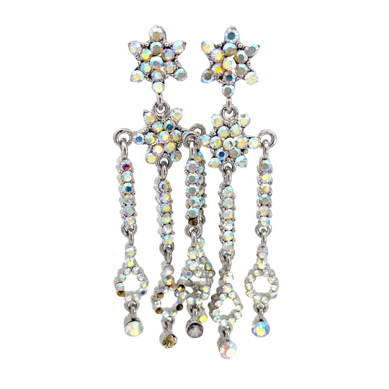 Iridescent Crystal Triple Dangle Chandelier Earring - Born To Glam