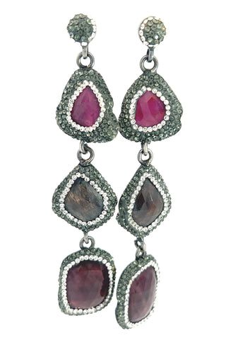 Multicolor Gemstone Long Earring - Born To Glam