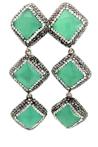 Mint Quartz and Crystal Sterling Silver Earring - Born To Glam