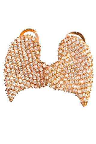 Gold Crystal Heart Sterling Silver Stud Earring - Born To Glam