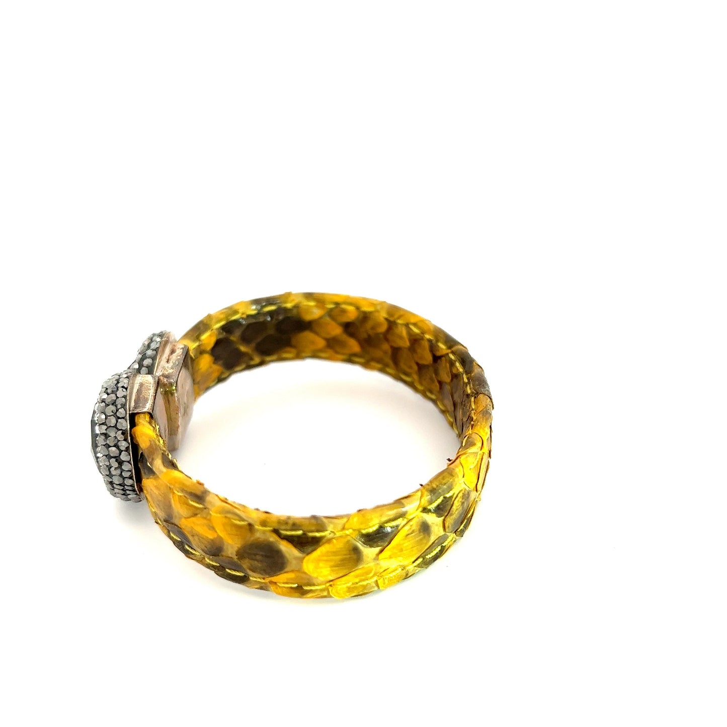 Black & Yellow Small Splendor Gemstone Leather Cuff Bracelet - Born To Glam