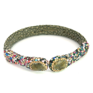Green Shagreen Gemstone Simple Cuff Bracelet - Born To Glam