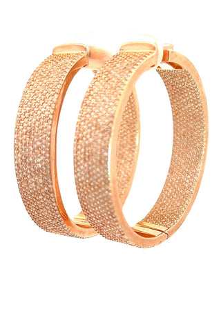 Pave CZ Crystal 925 Sterling Silver Hoop Earrings - Born To Glam