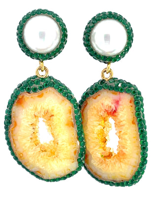 Orange & Yellow Agate Sterling Silver Earring - Born To Glam
