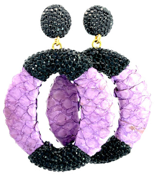 Purple Leather & Black Earring - Born To Glam