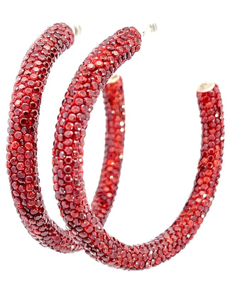 Dark Red Crystal Sterling Silver Hoops - Born To Glam