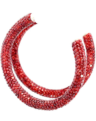 Dark Red Crystal Sterling Silver Hoops - Born To Glam