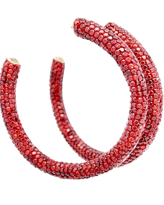Dark Red Crystal Sterling Silver Hoops - Born To Glam