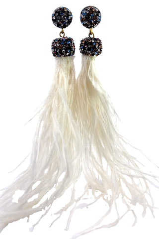 White Feather & Crystal Sterling Silver Earring - Born To Glam