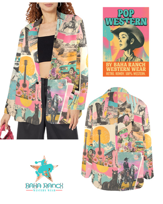 Retro Pop Western Collage Blazer view 13