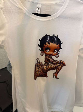 White Leopard Fashion Girl Graphic Tee