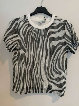 Black Zebra Sequin Embellished Graphic Tee