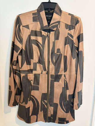 Abstract Print Zip Front Jacket
