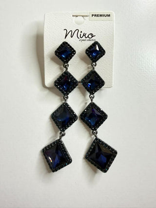 Navy Square Drop Earrings