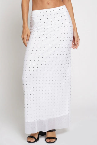 White Mirror Mesh Maxi Skirt - Born To Glam