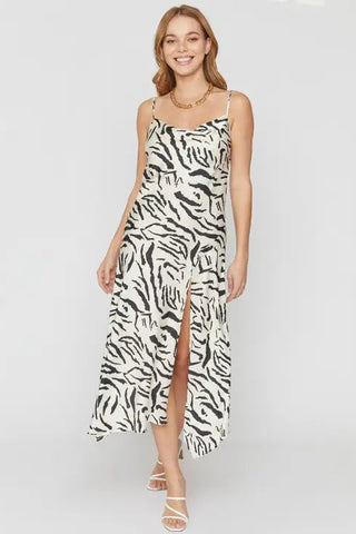 Zebra Print Midi Dress - Born To Glam