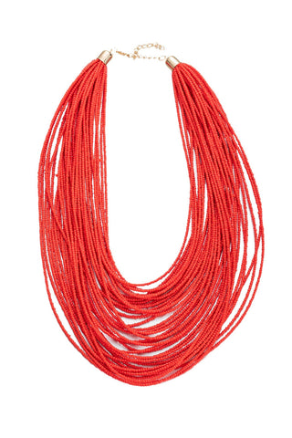 Ruby Red Seed Bead Necklace - Born To Glam