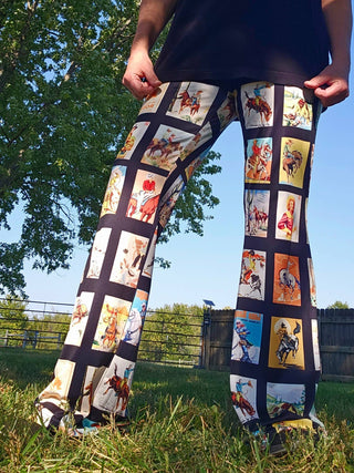 Vintage Cowboy Collage Flare Pants — Faire photo 5