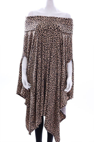 Leopard Off Shoulder Handkerchief Dress