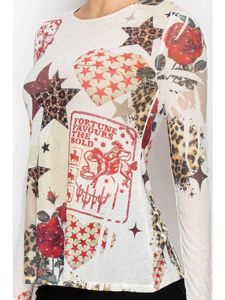 Star Rose Sparkly Mesh Top - Born To Glam