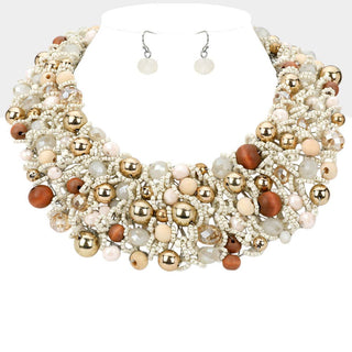 Wire Beaded Collar Necklace - Born To Glam