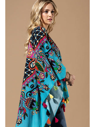 Picola Maya Tassel One Sized Kimono product view 2 on a white background