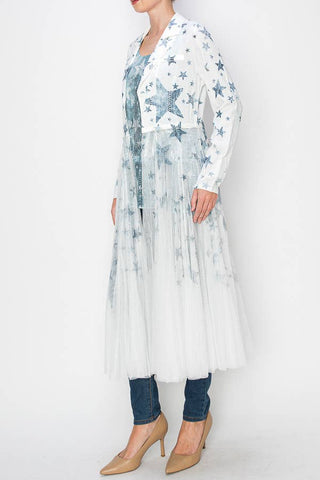 Blue Star Tulle Cardigan Blazer - Born To Glam