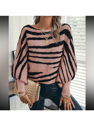Pink Zebra Balloon Sleeve Sweater detail
